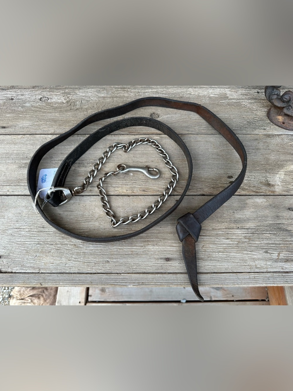 Horse Tack - Leather Lead Shank with Chain